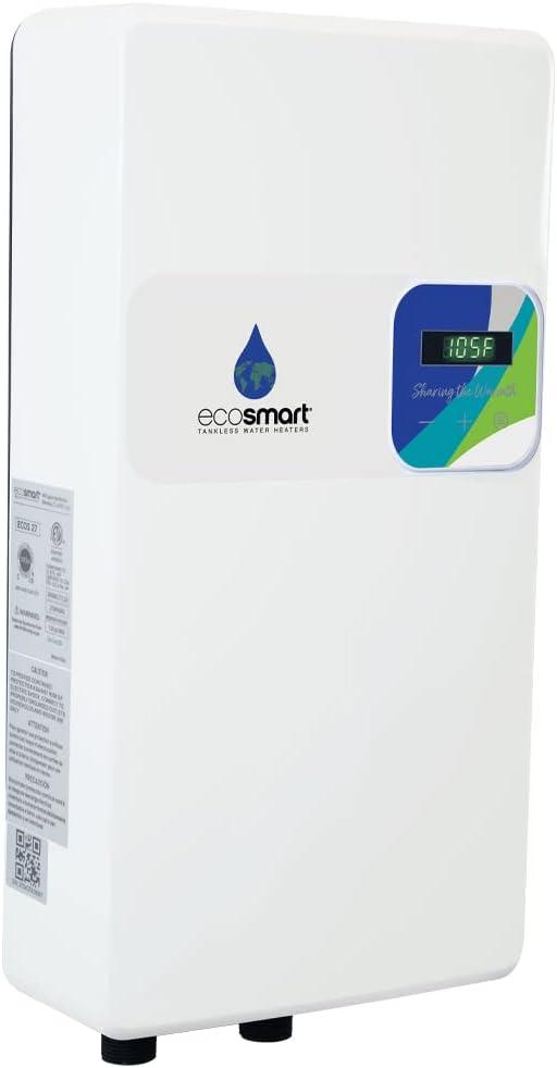 EcoSmart ECOS 18 Tankless Electric Water Heater, 18 Kw at 240 Volts, 75 Amps with Patented Self Modulating Technology