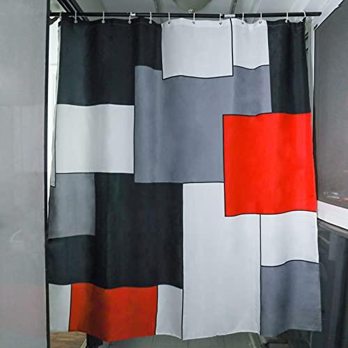 BOYOUTH Black,Grey,Red,White Geometry Pattern Digital Print Shower Curtain for Bathroom Decor,Polyester Waterproof Fabric Bath Curtain with 12 Hooks,70x70 Inches,Multicolor