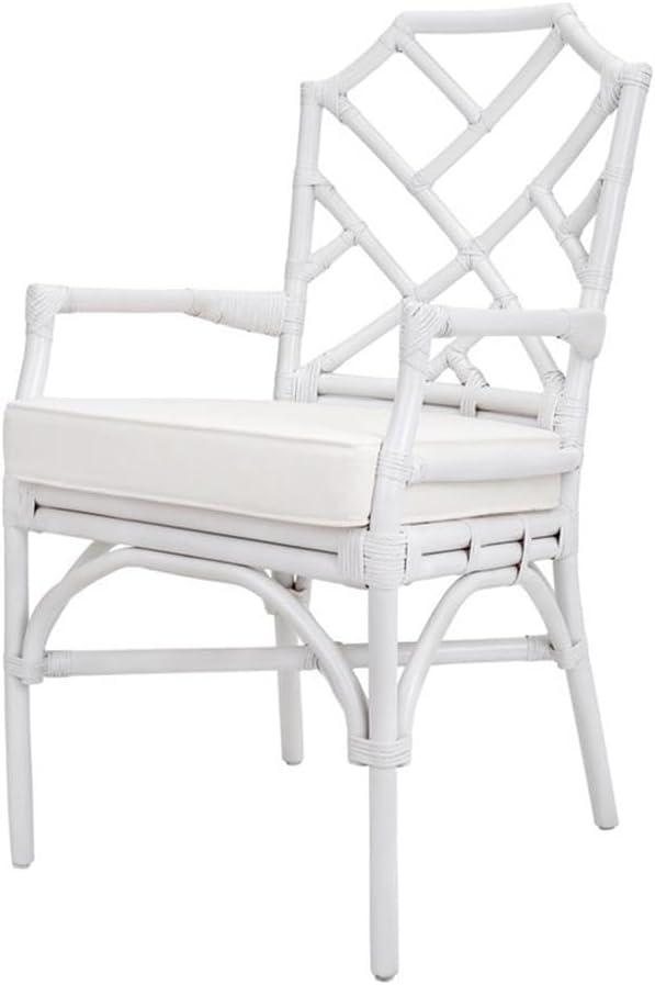 New Pacific Direct Kara Rattan Dining Side Arm Chair White