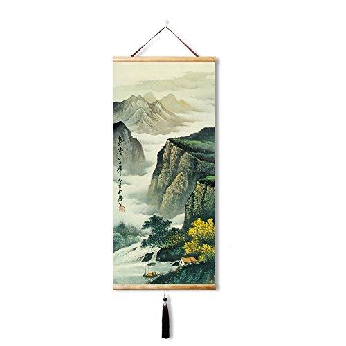 Asian wall scroll Feng Shui japanese wall art Ready to Hang Decorations for Living Room