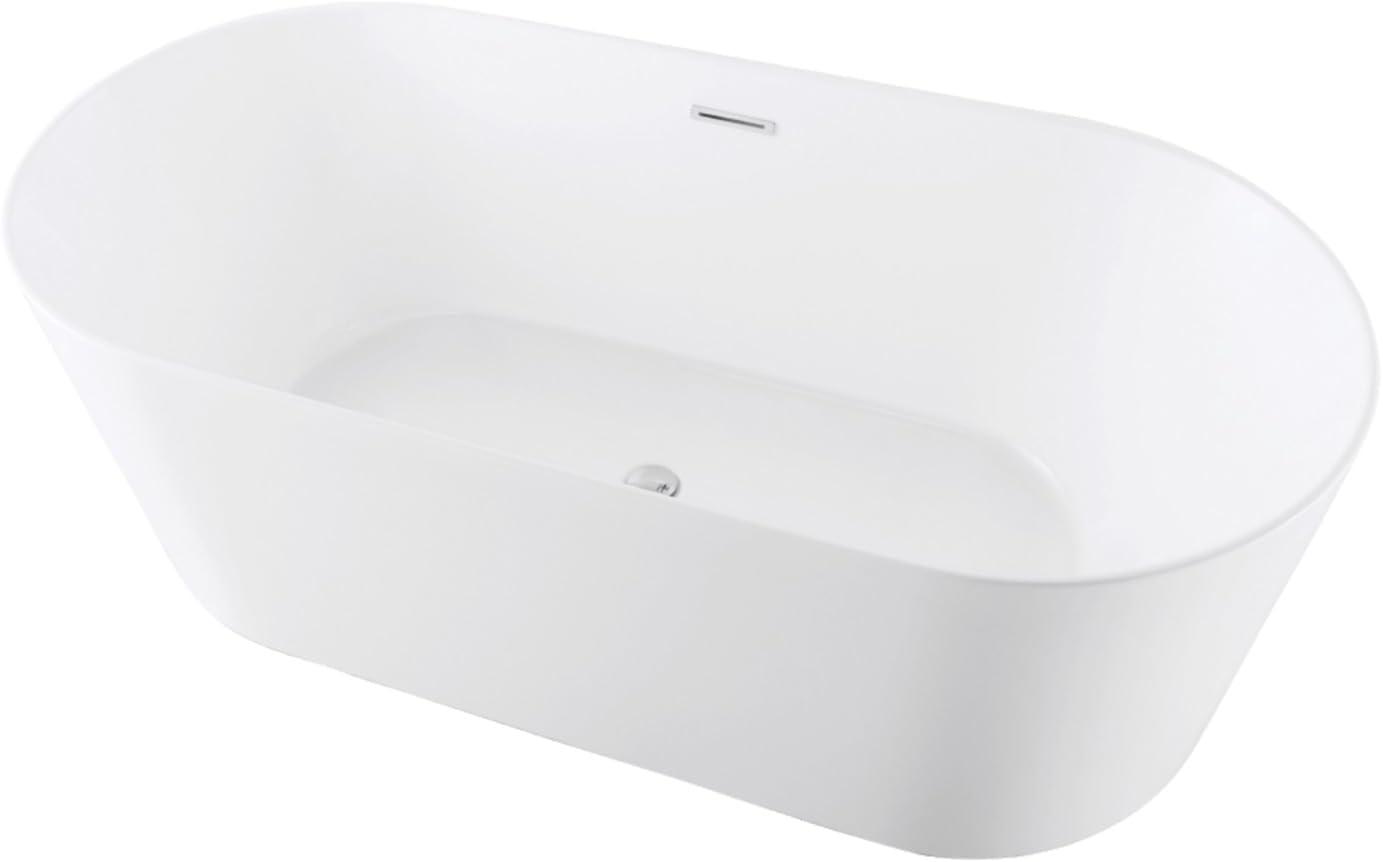 Kingston Brass Aqua Eden 54-Inch Acrylic Oval Double Ended Freestanding Tub with Drain
