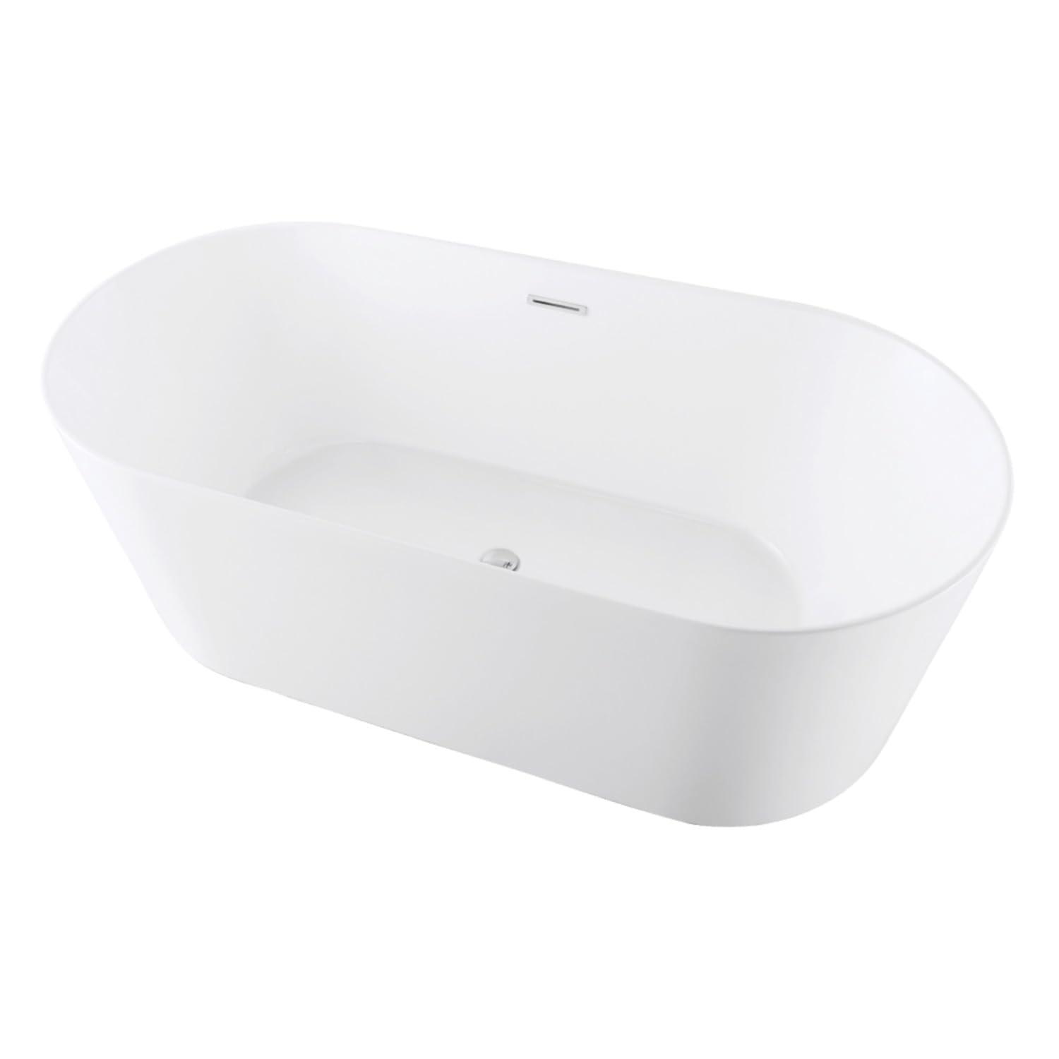 Kingston Brass Aqua Eden 54-Inch Acrylic Oval Double Ended Freestanding Tub with Drain