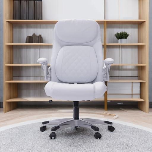 Nouhaus Posture Ergonomic PU Leather Office Chair. Click5 Lumbar Support with FlipAdjust Armrests. Modern Executive Chair and Computer Desk Chair