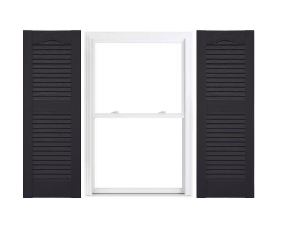 Vinyl | Louvered Exterior Shutters | 14.5" Width | Cathedral Top | with Mid Rail (50/50 Split) | 1 Pair
