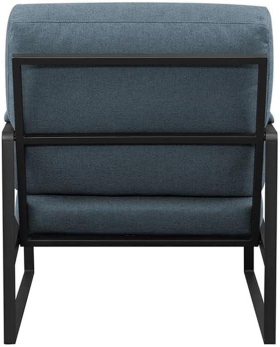 Pemberly Row Contemporary Metal Arm Accent Chair in Indigo Blue / Black