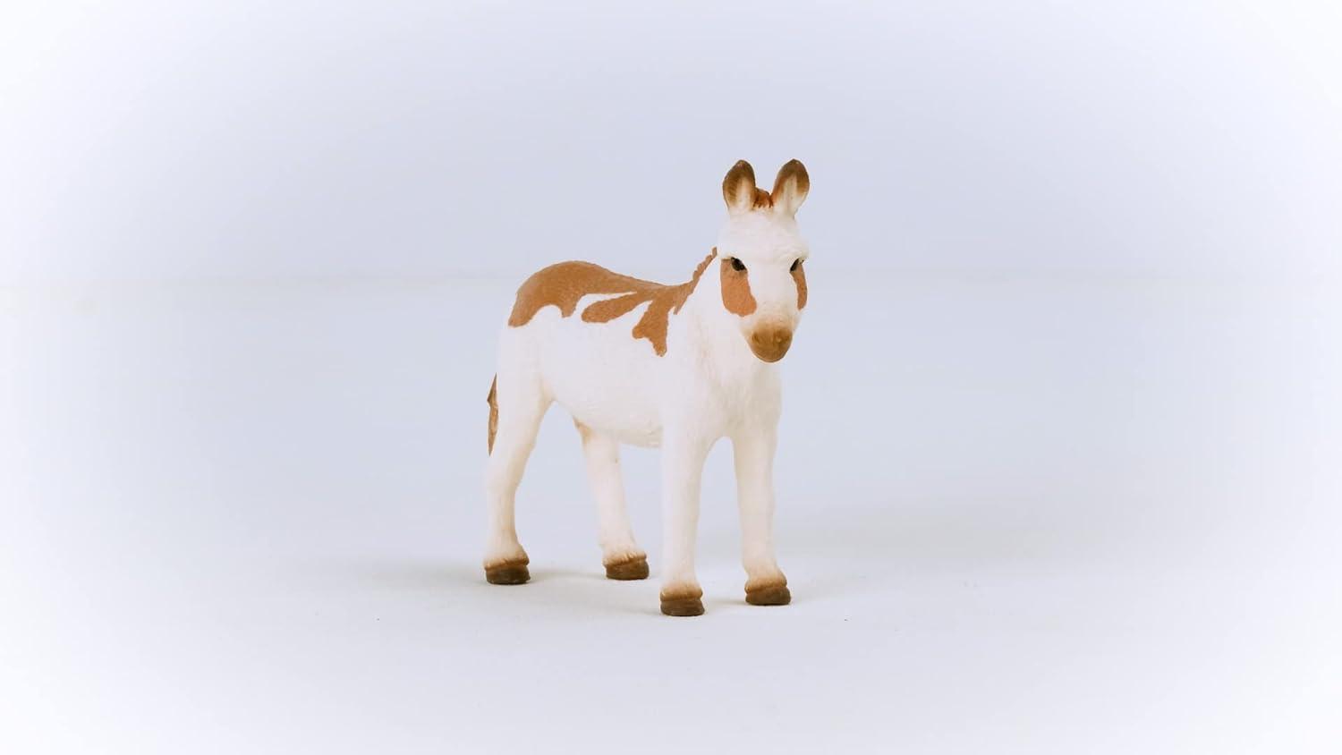 Schleich Farm World American Spotted Donkey Animal Figurine - Highly Detailed & Durable Farm Animal Toy, Fun & Educational Play for Boys & Girls