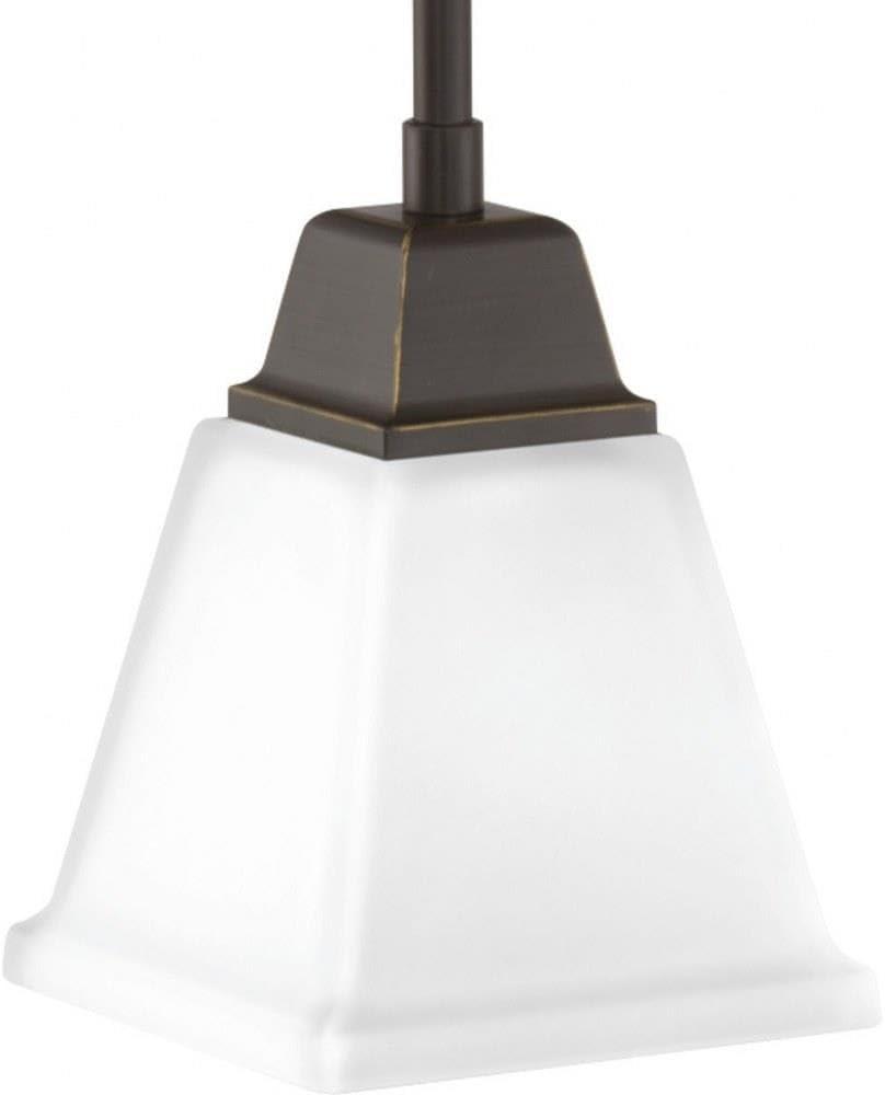 Progress Lighting, Clifton Heights, 1-Light Mini-Pendant, Antique Bronze, Etched Square Glass Shade