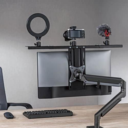 Black Adjustable VESA Compatible Monitor Shelf with Pedestal Base