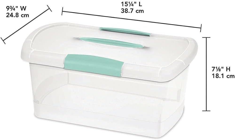 Medium Clear Plastic Stackable Storage Box with Blue Lid