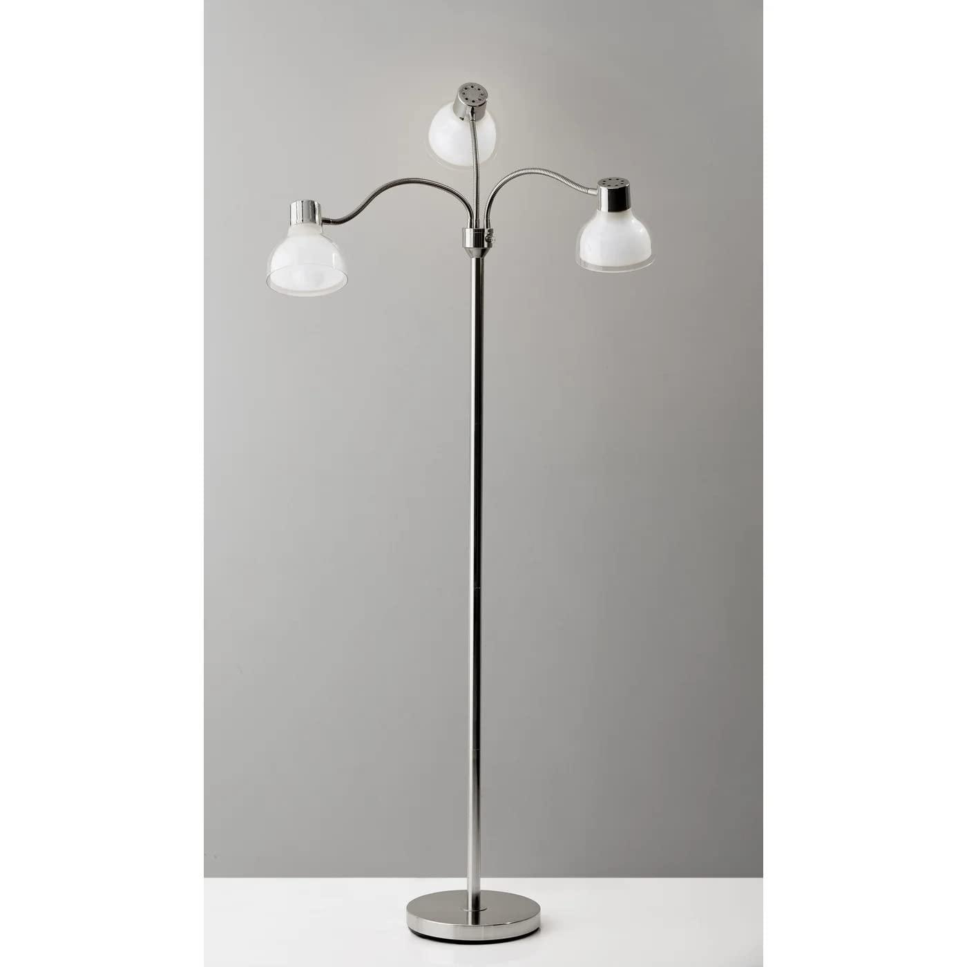 69" Presley 3 Arm Floor Lamp Gold - Adesso: ETL Listed, Metal Body, Plastic Shade, No Bulb Included