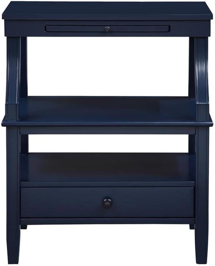 Comfort Pointe Newton Nightstand Midnight Blue: Classic Hardware, Storage Shelf, Pull Out Tray