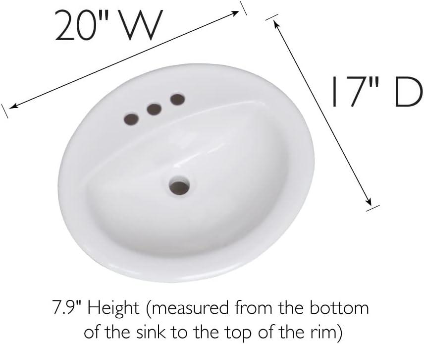 White Vitreous China Oval Drop-In Bathroom Sink