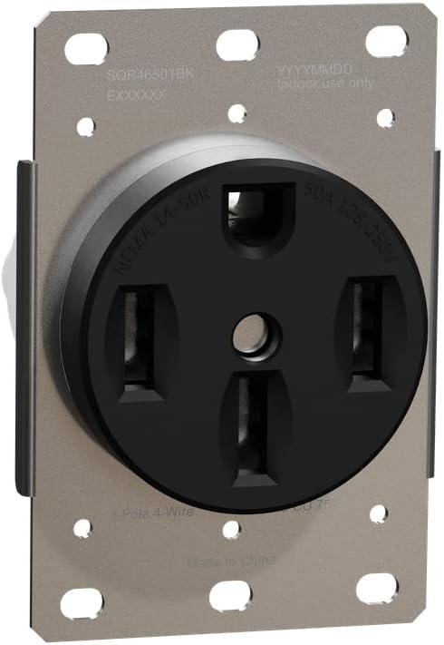 X Series Black 50 Amp Tamper Resistant Power Outlet