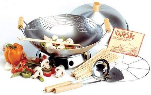 Norpro 14 Inch Silver Carbon Steel 10-Piece Wok Set