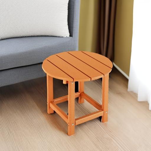 WestinTrends All-Weather Outdoor Patio Round Poly Adirondack Side Table, Orange
