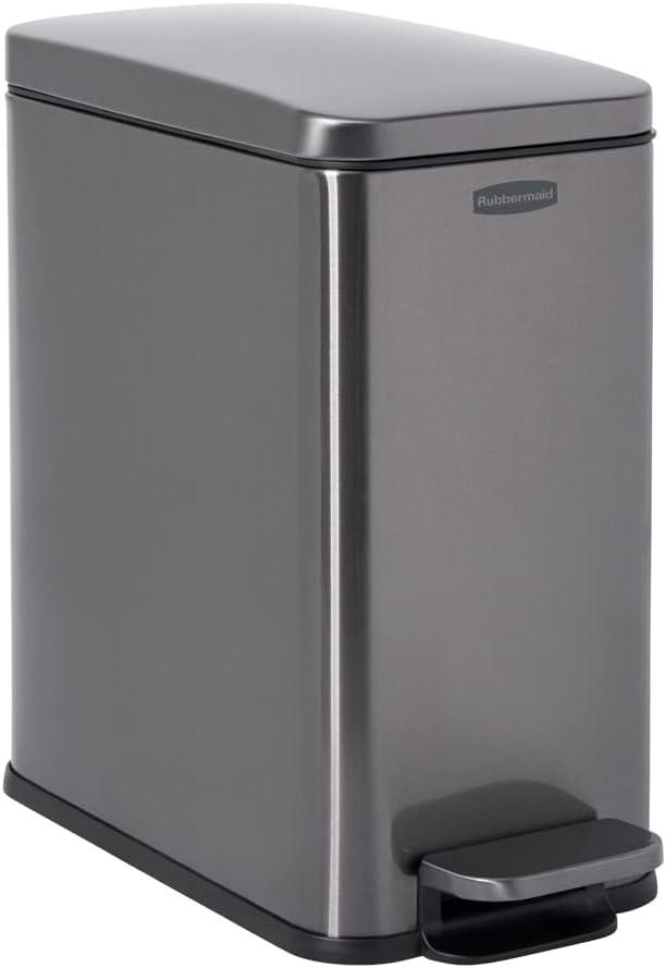 2.6 Gallon Silver Stainless Steel Rectangular Step-On Trash Can