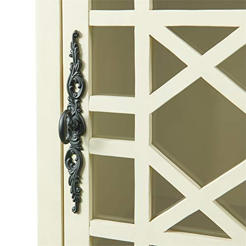 Chairside Table with 1 Drawer and 1 Trellis Door, Antique White- Saltoro Sherpi