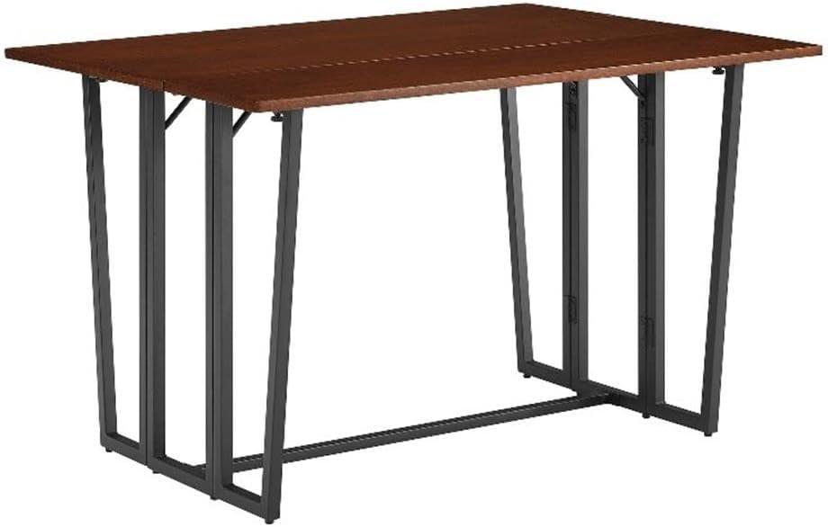 Pemberly Row 47" Modern Drop-Leaf Wood Dining Table - Dark Walnut / Black