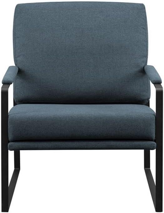 Pemberly Row Contemporary Metal Arm Accent Chair in Indigo Blue / Black