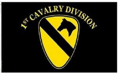 Black Polyester US Army 1st Cavalry Division Flag 3ft x 5ft