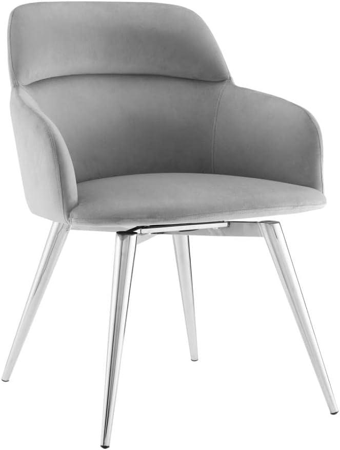 Casabianca Home Pirouette 180 swivel dining chair in gray velvet.