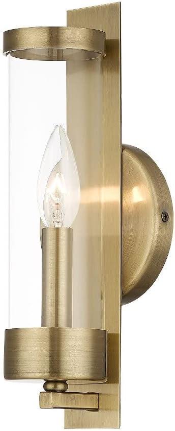 Modern Elegance 1-Light Polished Brass Sconce with Clear Glass