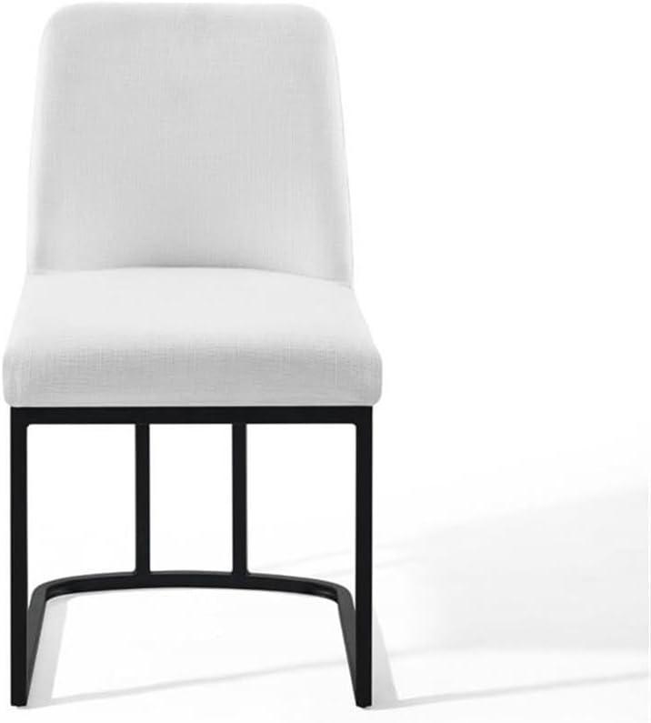 Modway Amplify Sled Base Upholstered Fabric Dining Side Chair, Black White 22 x 19 x 32