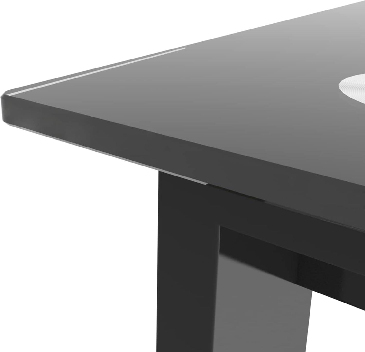 Modern Tempered Glass Black Dining Table - Rectangular Metal Legs for Living Room and Kitchen