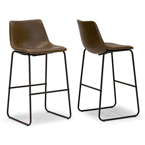 Glamour Home Adan 28.5" Modern Faux Leather Bar Stools in Dark Brown (Set of 2)