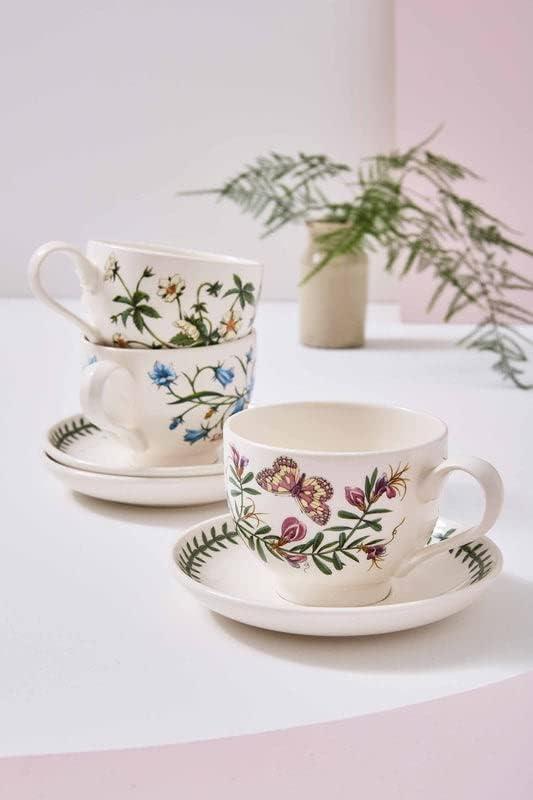 Assorted Floral Ceramic Teacup and Saucer Set, 10oz, Set of 6