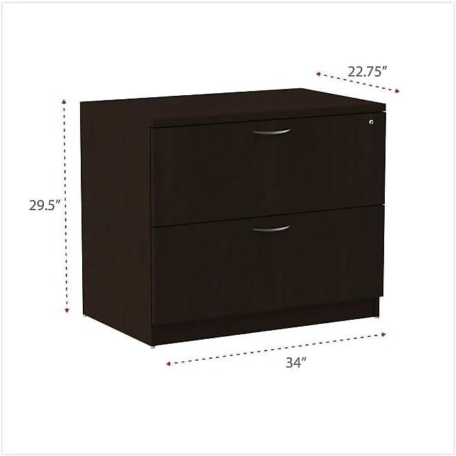 Espresso 34'' Wide 2-Drawer Lockable Lateral File Cabinet