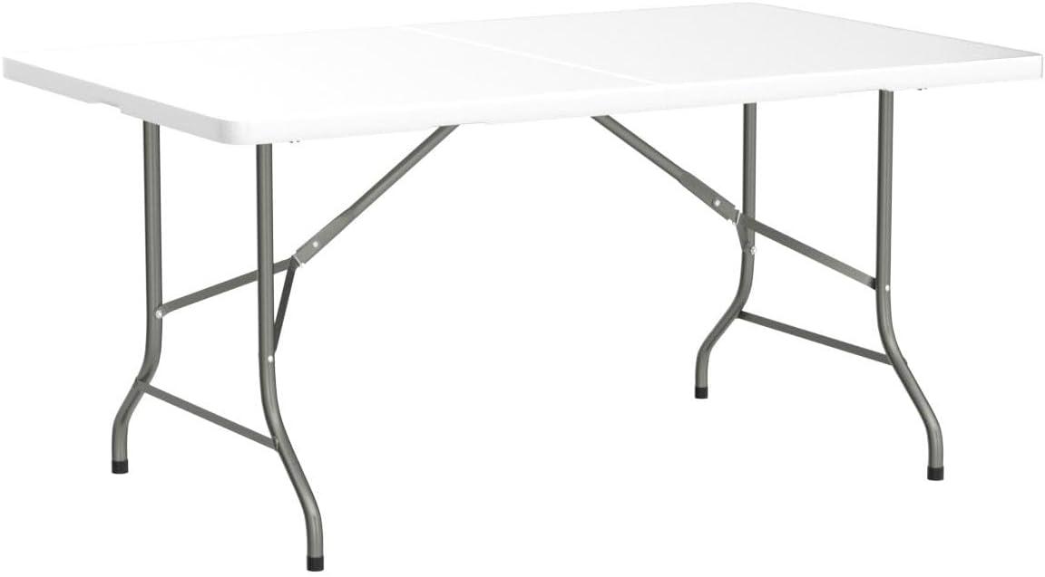 6 Foot Folding Table,Fold-in-Half Plastic Table,Indoor Outdoor Picnic Party Dining Camp Tables,White