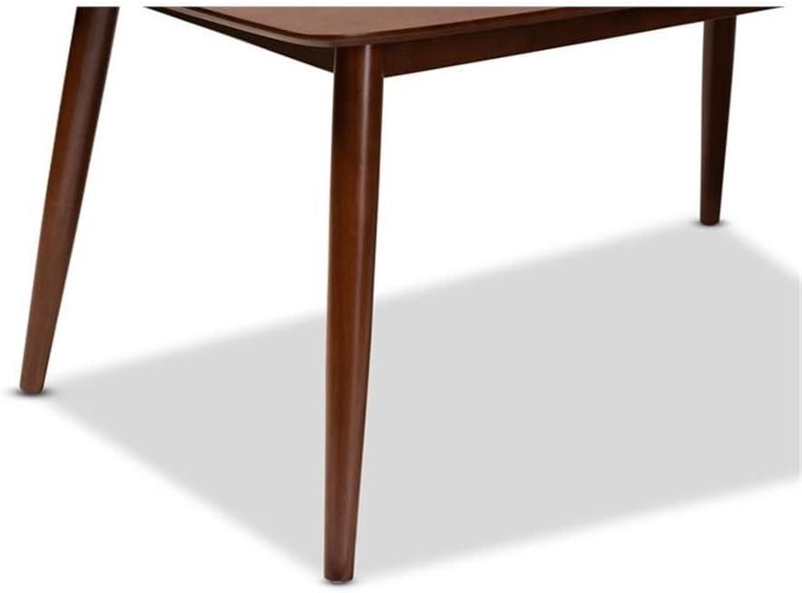 Baxton Studio Edna Wood Dining Table Walnut: Mid-Century Modern, Seats 6, Rubberwood Construction