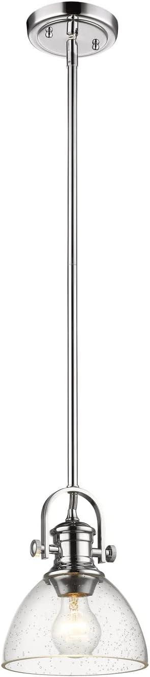 Golden Lighting Hines 1-Light Mini Pendant in Brushed Champagne Bronze with Seeded Glass