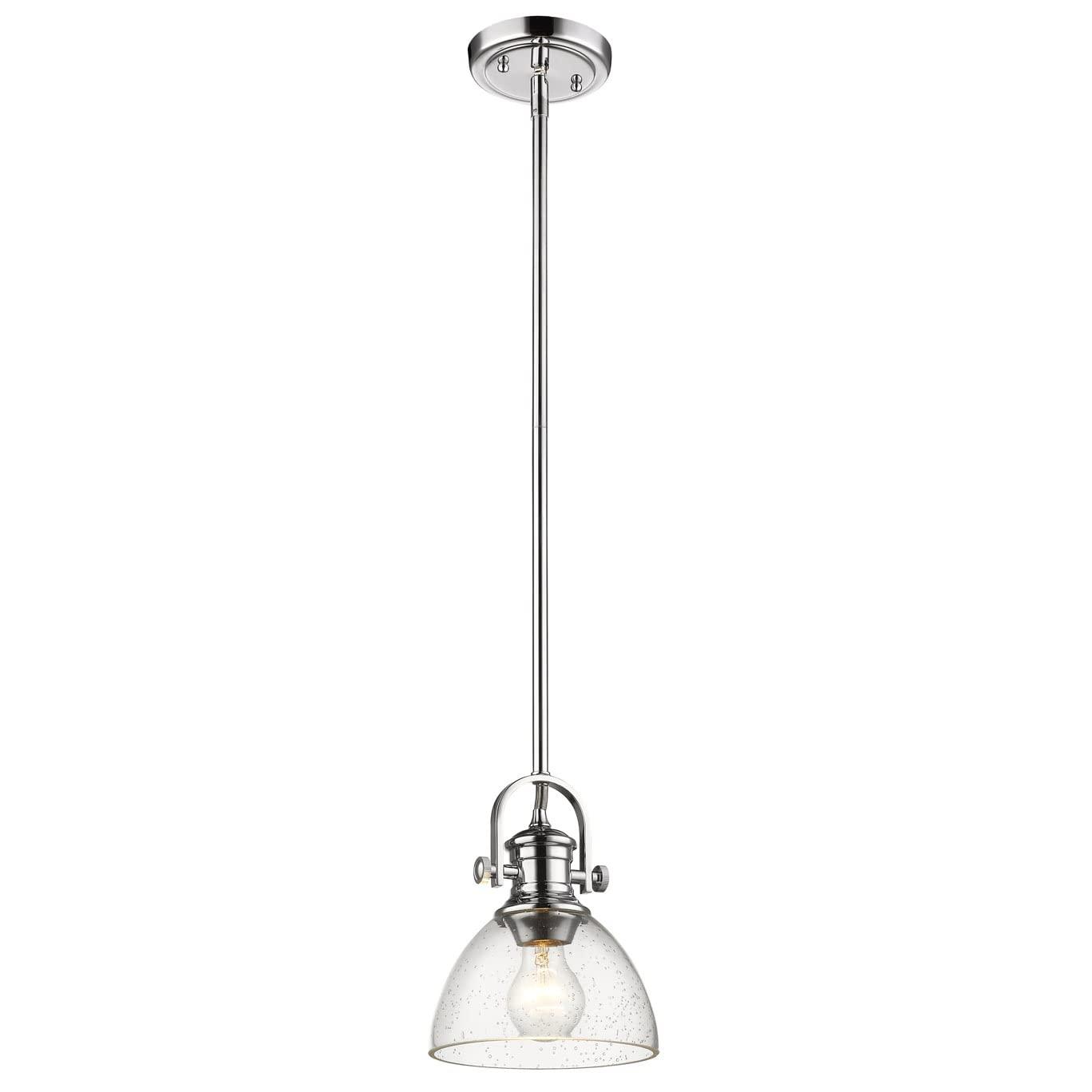 Golden Lighting Hines 1-Light Mini Pendant in Brushed Champagne Bronze with Seeded Glass