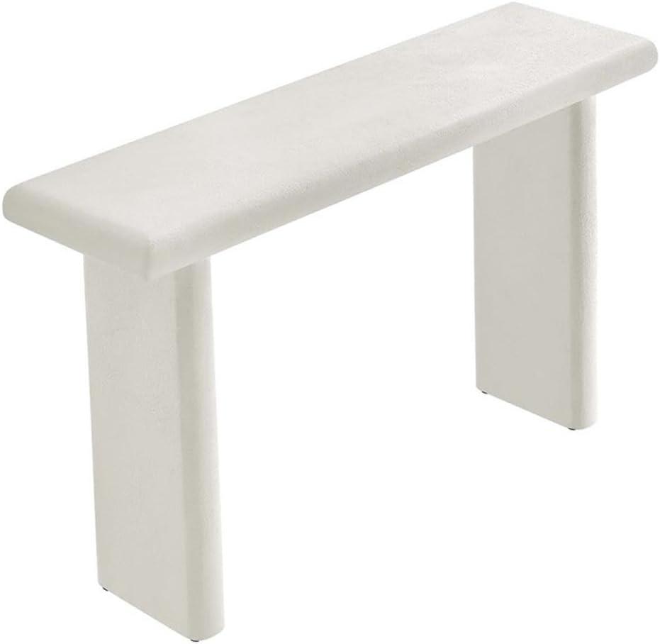 White Concrete and Mango Wood Console Table, 52"