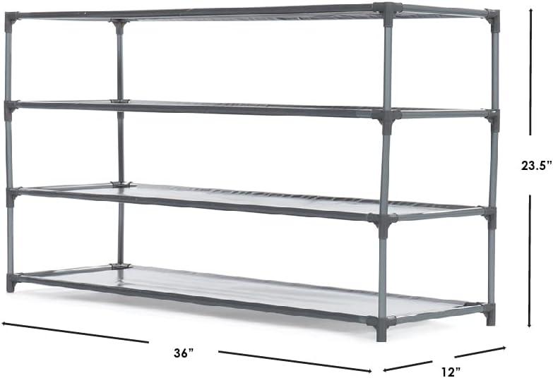 Modern Lightweight 4-Tier Metal & Fabric Shoe Rack