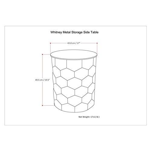 Simpli Home Whitney 17"W Metal Industrial End Table with Storage and Honeycomb Design, Assembled