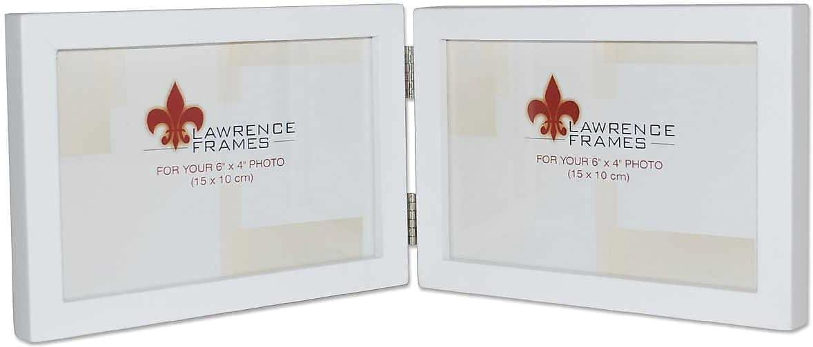 4x6 Hinged Double (Horizontal) White Wood Picture Frame - Gallery Collection