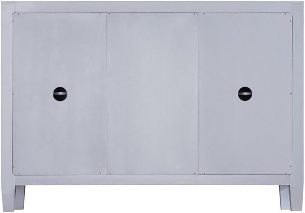 Maklaine Transitional 2 Door Mirrored Sideboard in Matte Silver