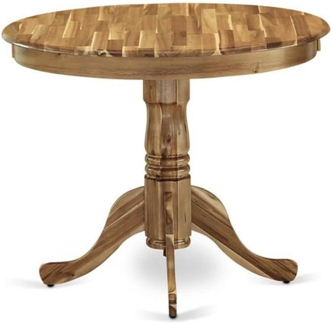 East West Furniture Antique Round Acacia Wood Dining Table in Natural