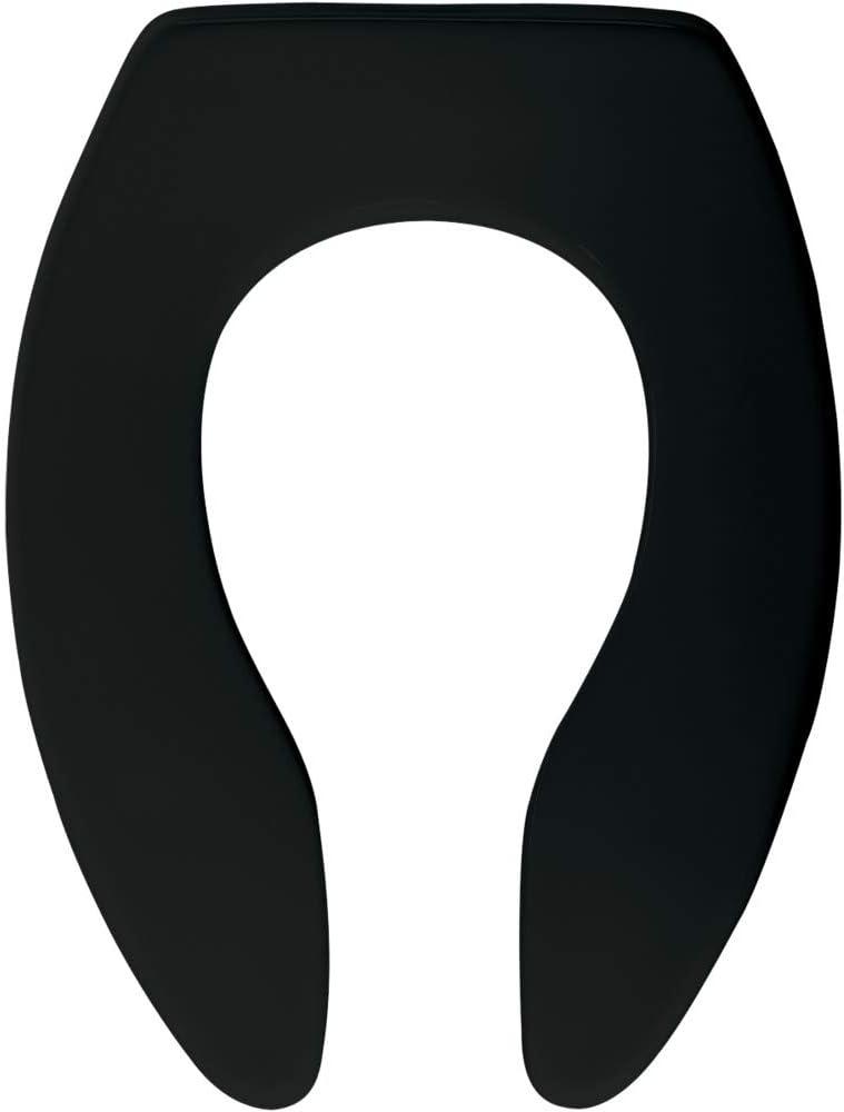 Bemis 047 1655SSCT 000 Toilet Seat Open Front Less Cover with Self Sustaining Check Hinge, Black, Elongated with Slow Close