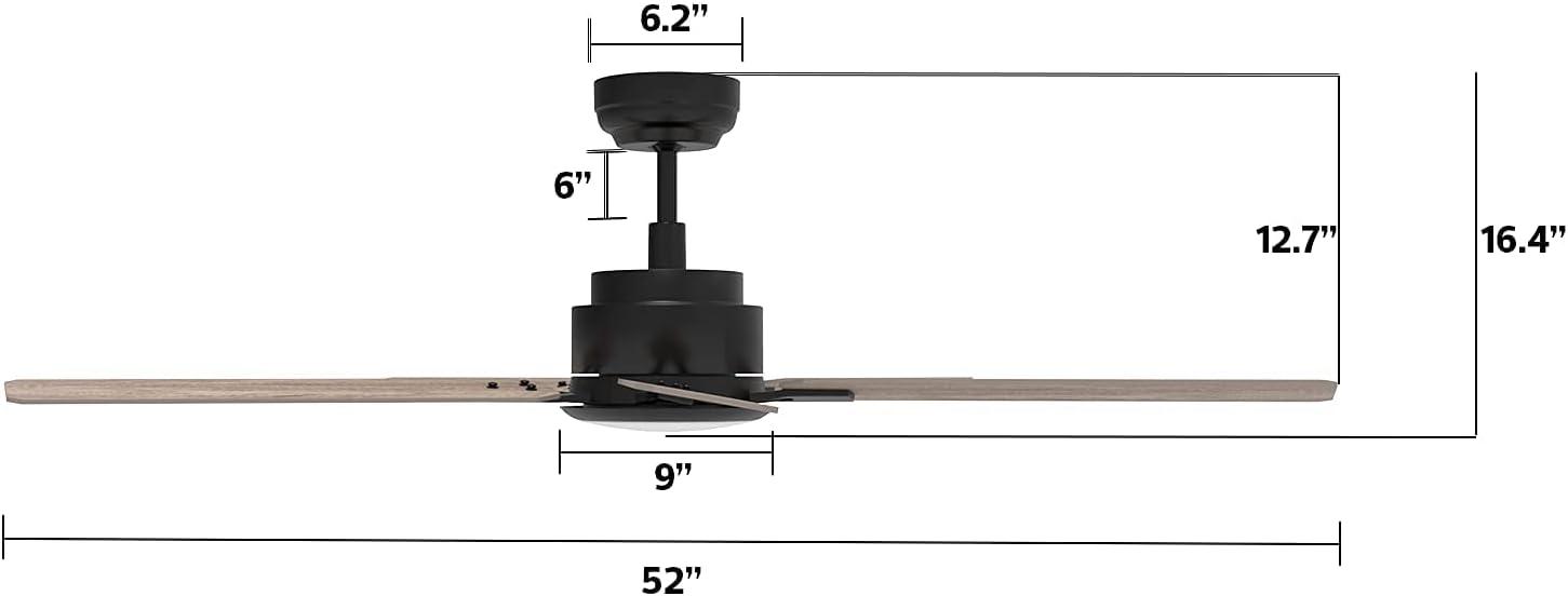 52" 5 Baldes Smart Wifi Ceiling Fan with Remote and Dimmable LED Light Dark Wood