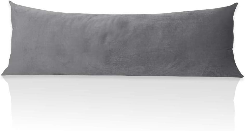 Ntbay Super Soft and Cozy Luxury Fuzzy Velvet Long Body Pillowcase, Easy Care Body Pillow Cover with Zipper Closure, 20" x 54", Smoke Gray