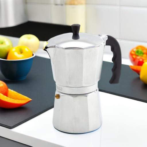 IMUSA 3 Cup Aluminum Stovetop Coffeemaker: Manual Espresso Maker, Gray, No Filter Needed, Hand Wash, 8 oz Capacity