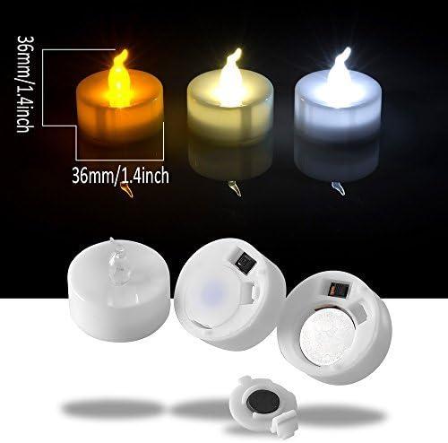 Warm White Flameless LED Tealight Candles with Timer, Set of 24