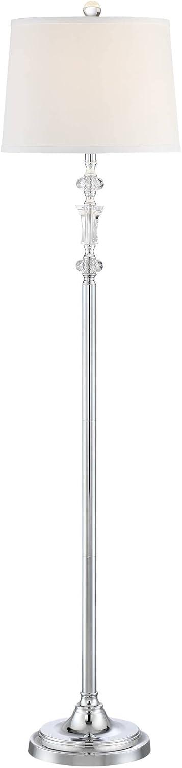 Elegant Montrose Polished Steel Floor Lamp Set with Crystal Accents