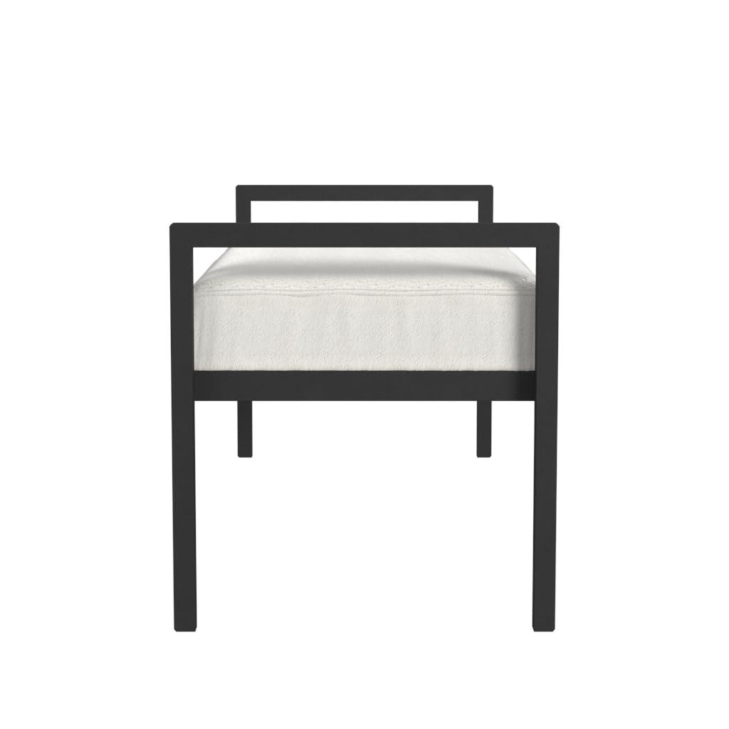 HomePop Modern Metal Bench Cream: Rectangle Upholstered Indoor Bench, End of Bed Seating, Polyester