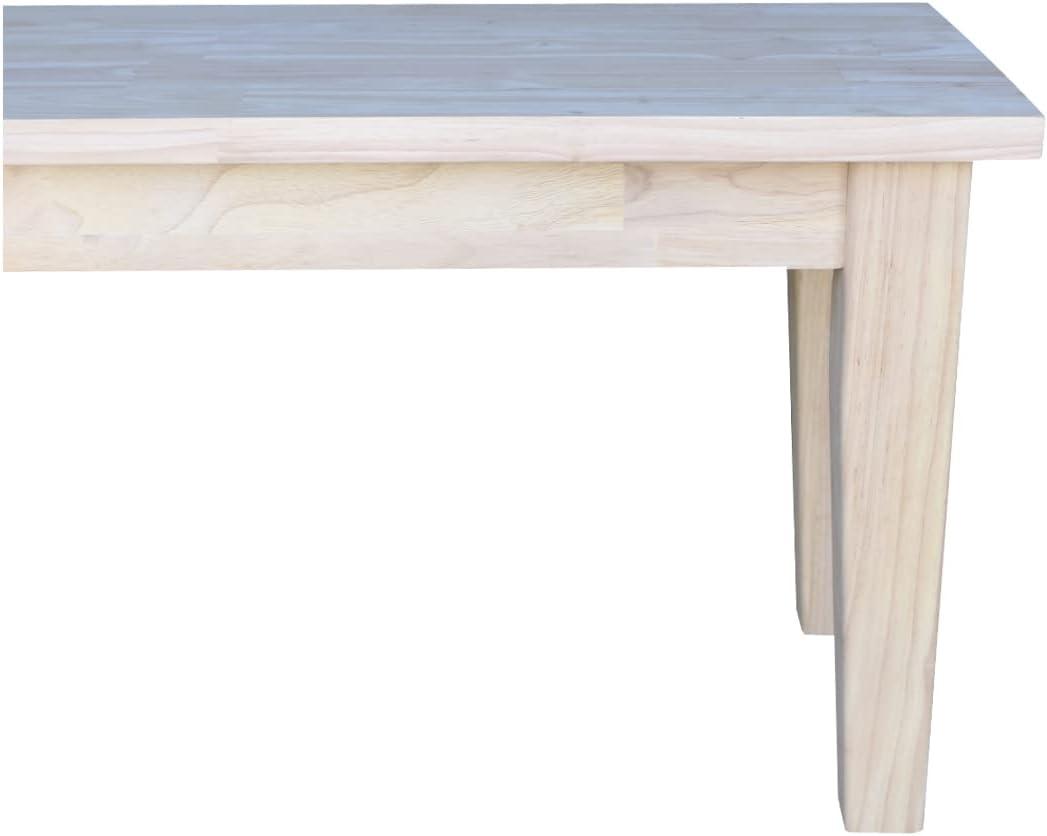 International Concepts 72" Shaker Style Bench Unfinished: Hardwood Frame, Seats 3, Farmhouse Decor