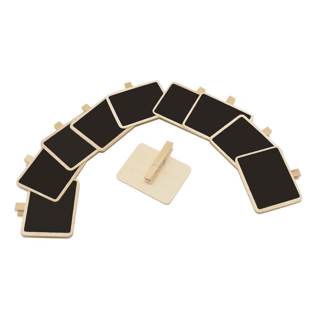 12 Mini Retangle Chalkboard Blackboard with Wooden Clip Message Board Signs and Labels Clips